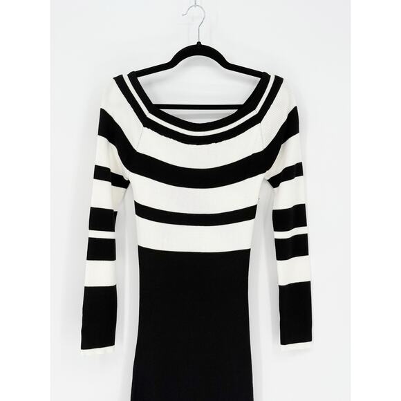 Le Superbe Anthropologie Stripe Knit Bodycon Midi Reversible Dress Size Medium - Picture 3 of 7
